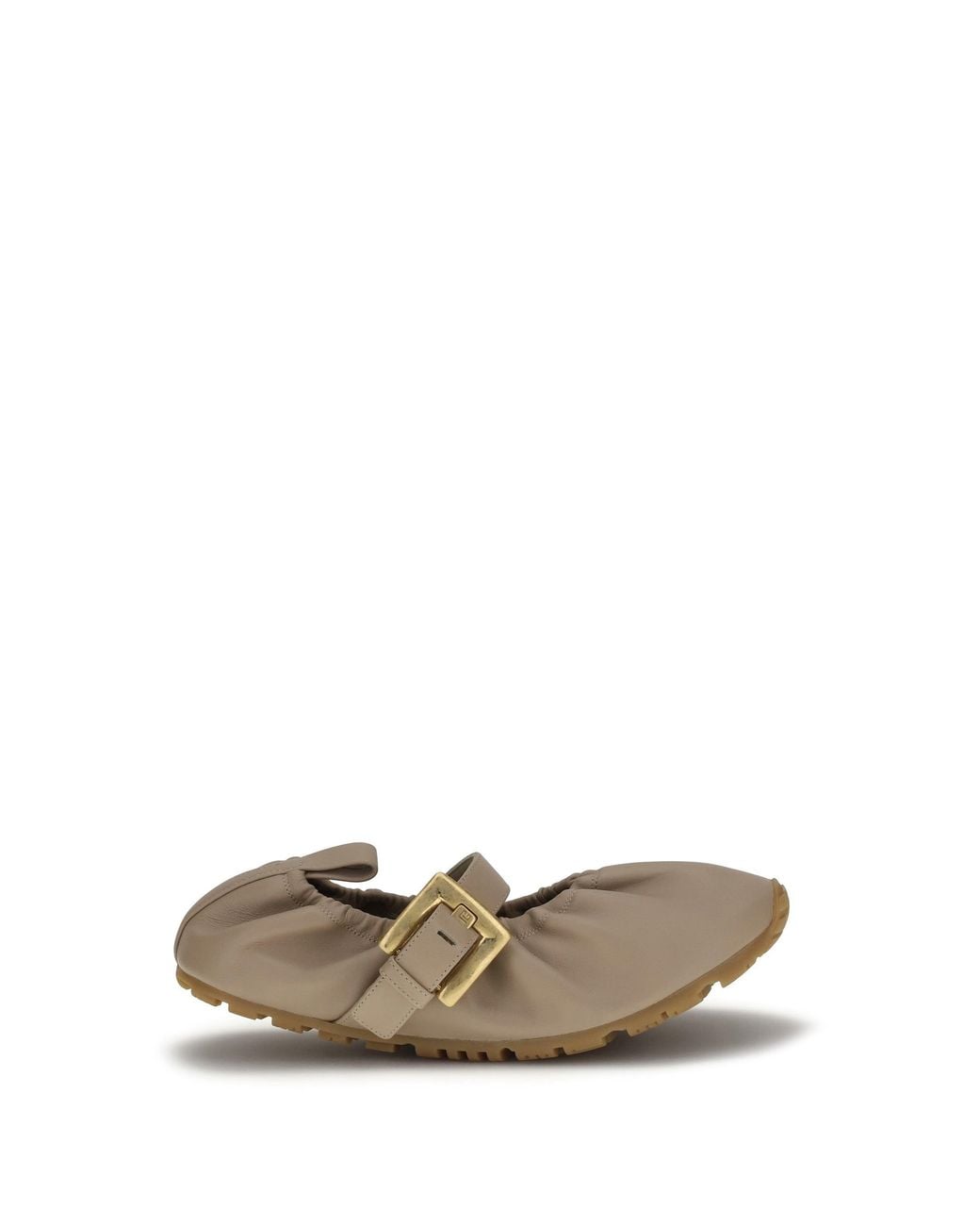 Balmain White Buckle Strap Ballerinas