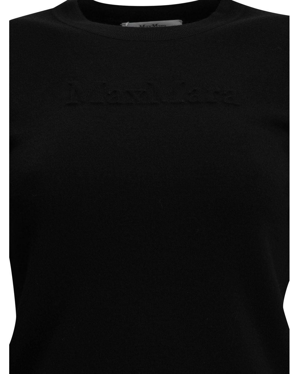 Max Mara Black Round-Neck T-Shirt Made Of Virgin Wool