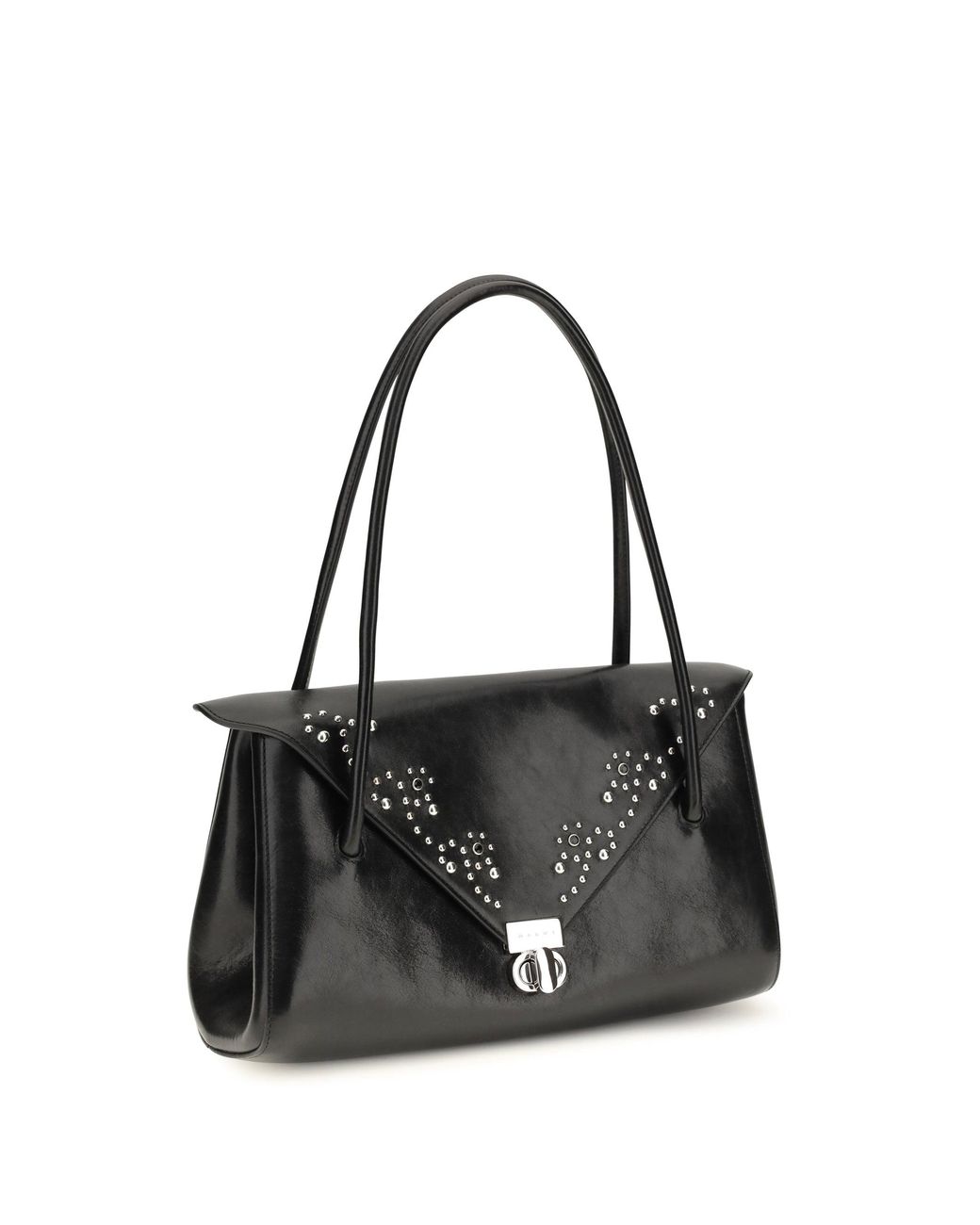 Marni Black Milanetto Studded Leather Shoulder Bag