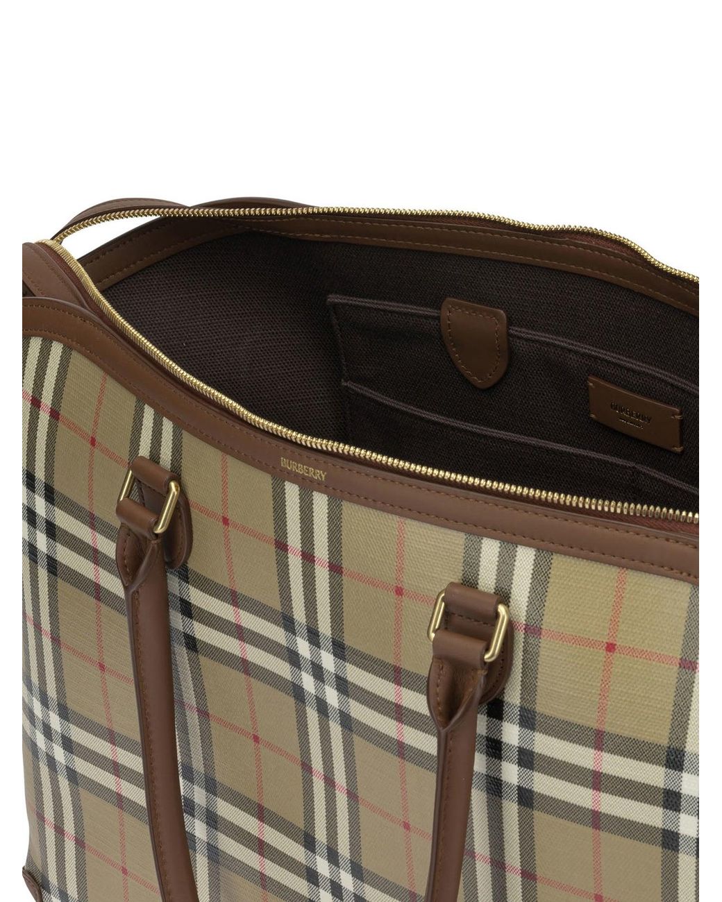 Burberry Natural "Check" Large Shoulder Bag