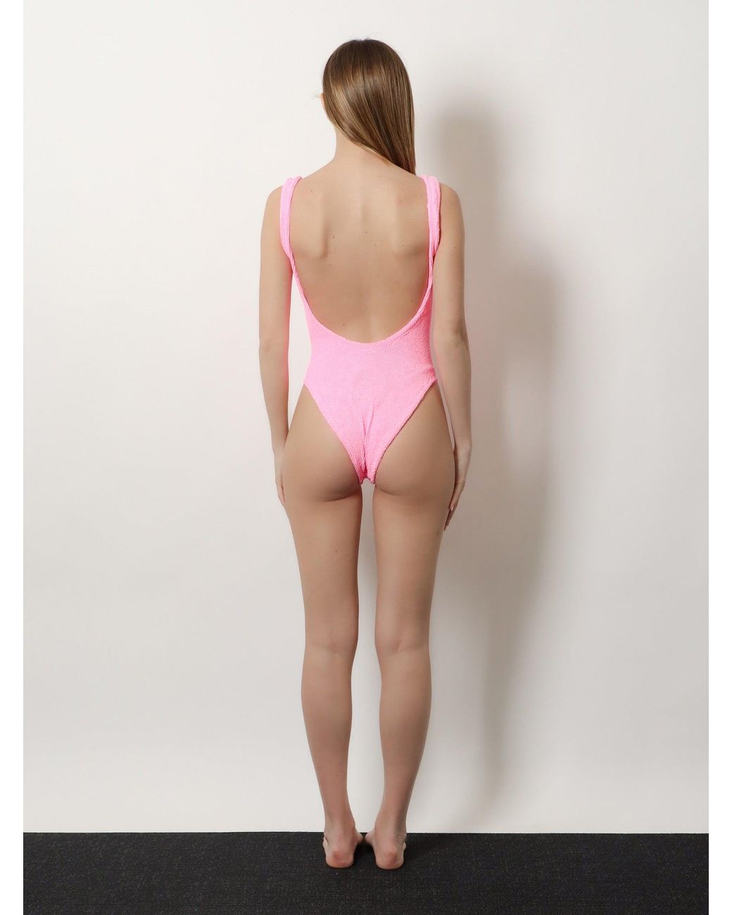 Hunza G Pink Crinkle One-Piece Swimsuit