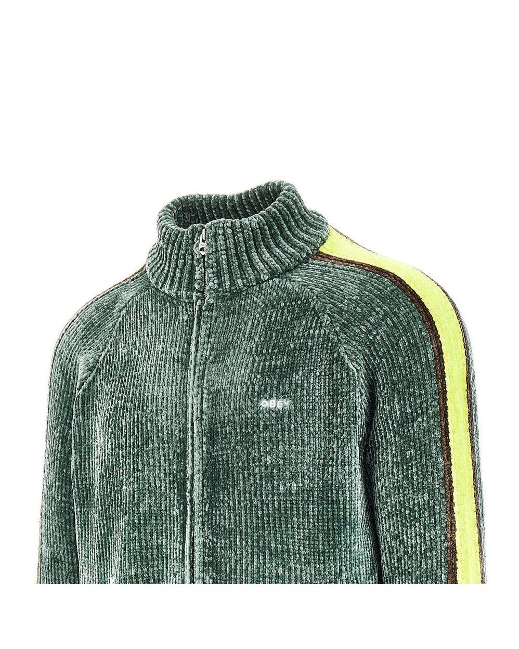 Obey Green Chenille Cardigan With Logo Embroidery for men