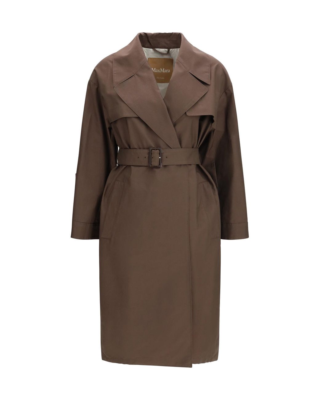 Max Mara Brown Trench Coat Double-Breasted Cotton-Blend & Raincoats
