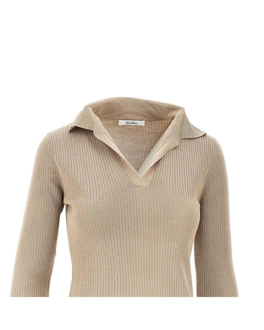 Max Mara Natural Cashmere And Silk-Blend Knitted Polo Shirt