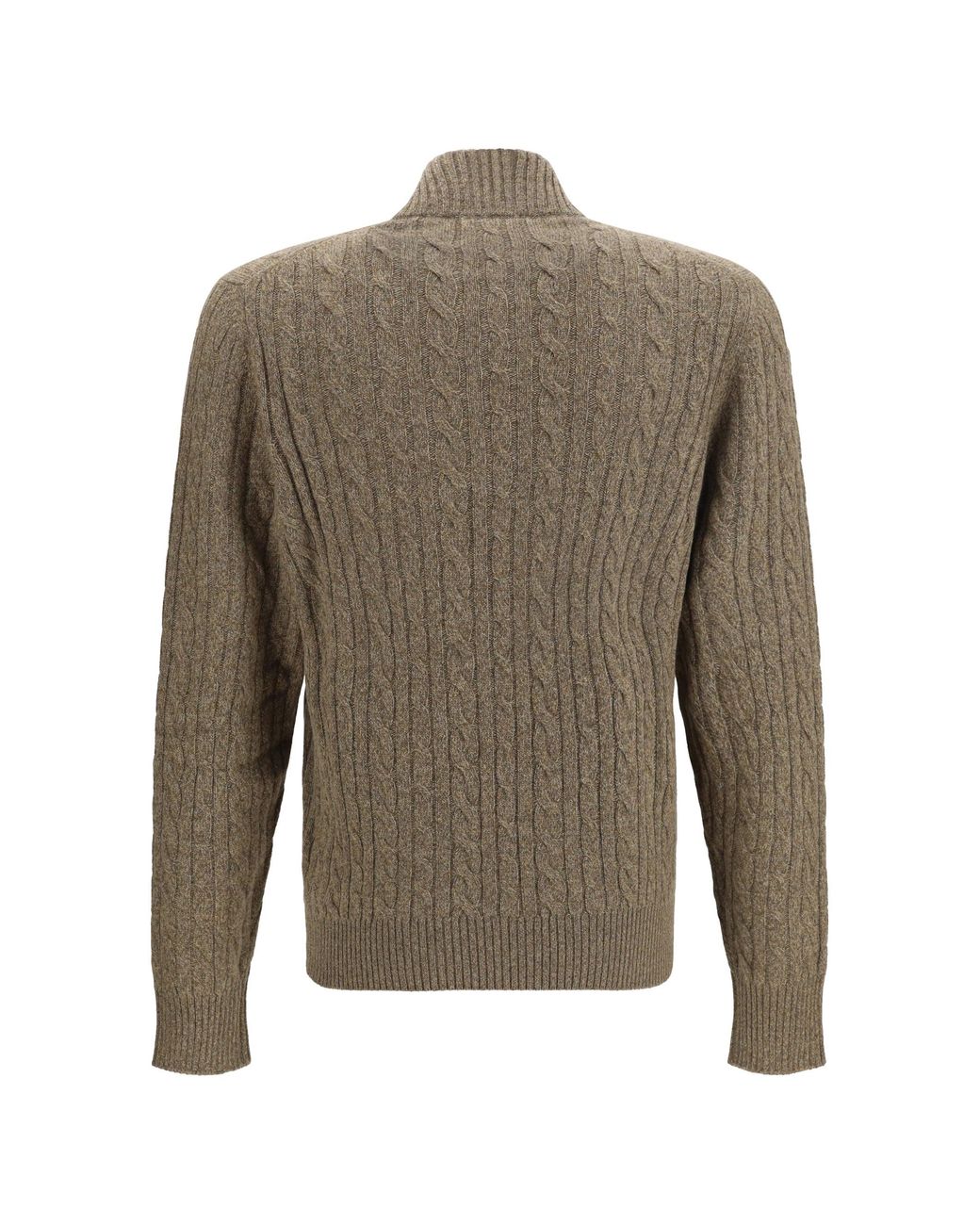 Loro Piana Brown Treccia Baby Cashmere Sweater Chia Beans for men
