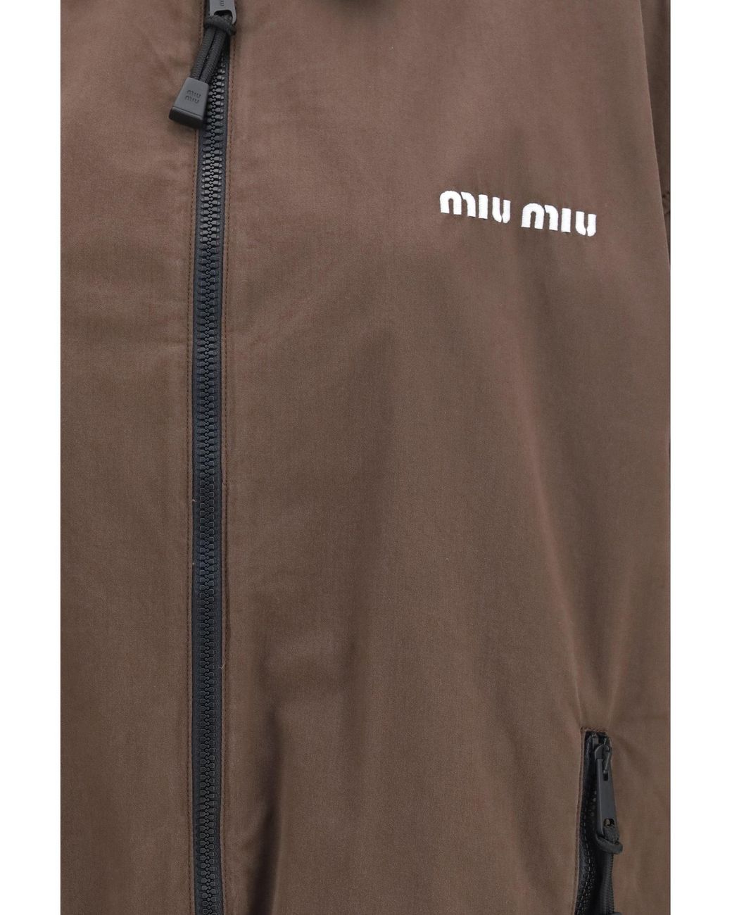 Miu Miu Brown Gabardine Jacket With Zip