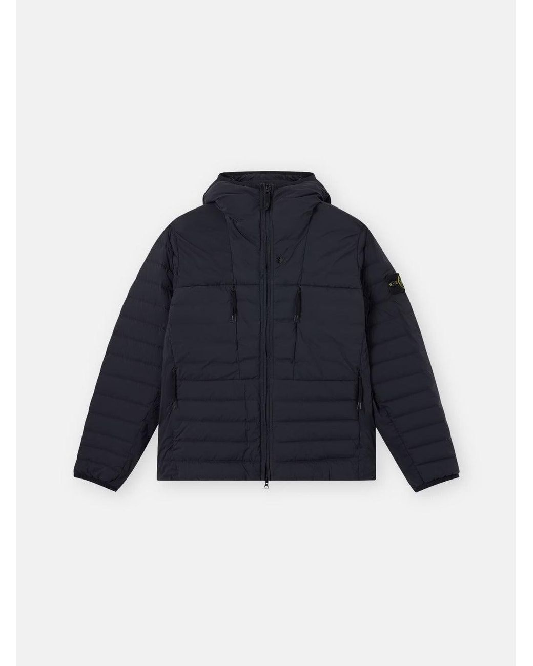 Stone Island Blue Hoodie Short Down Jacket for men
