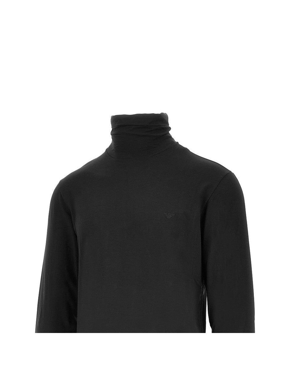 EA BODYWEAR Black Stretch Jersey Turtleneck Top for men