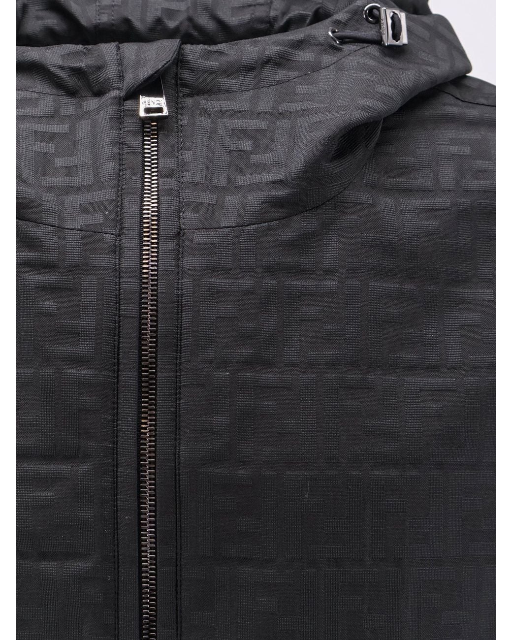 Fendi Black Ff Zucca Jacquard Nylon Jacket for men
