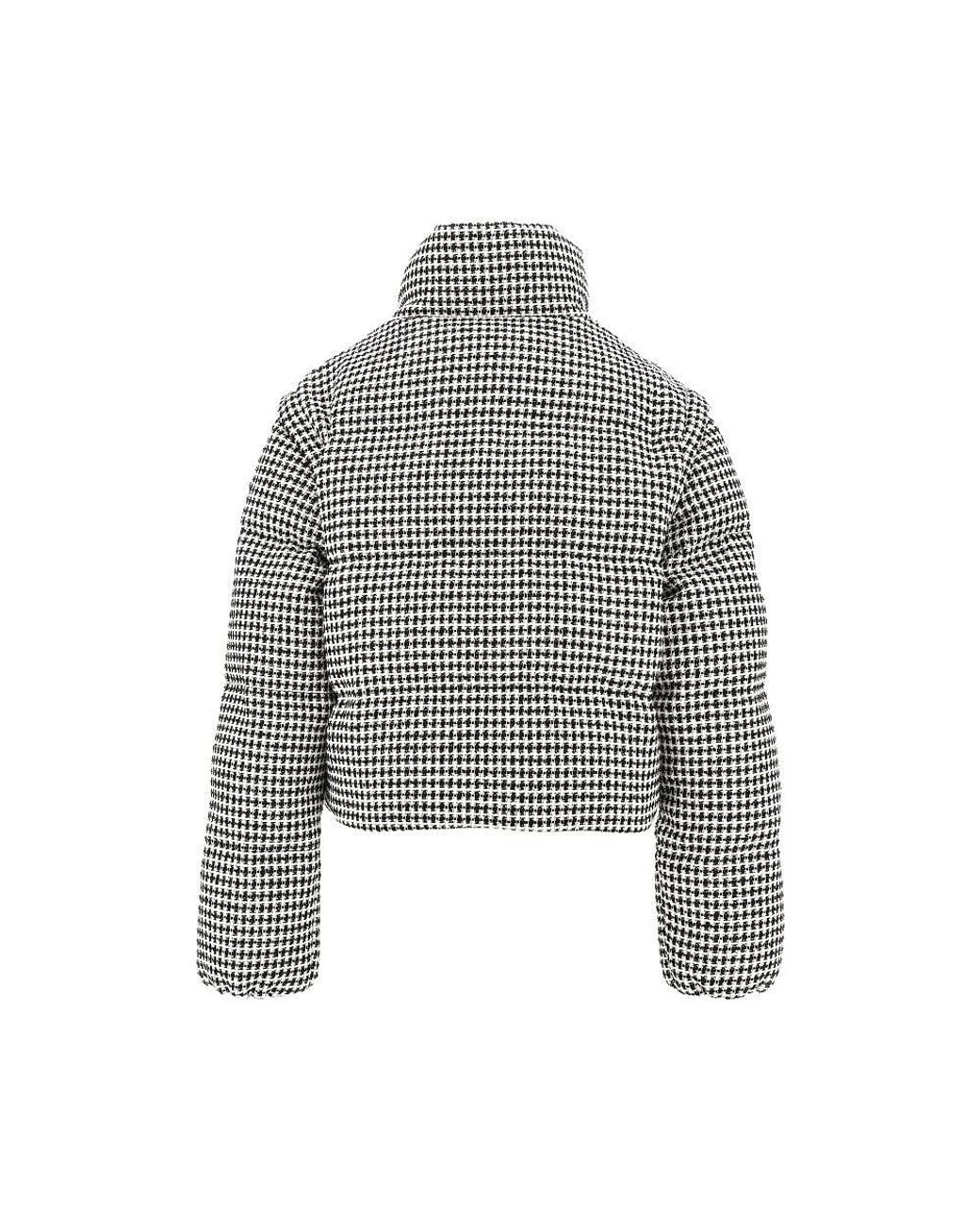 Pinko Gray Tweed Down Jacket With Detachable Sleeves
