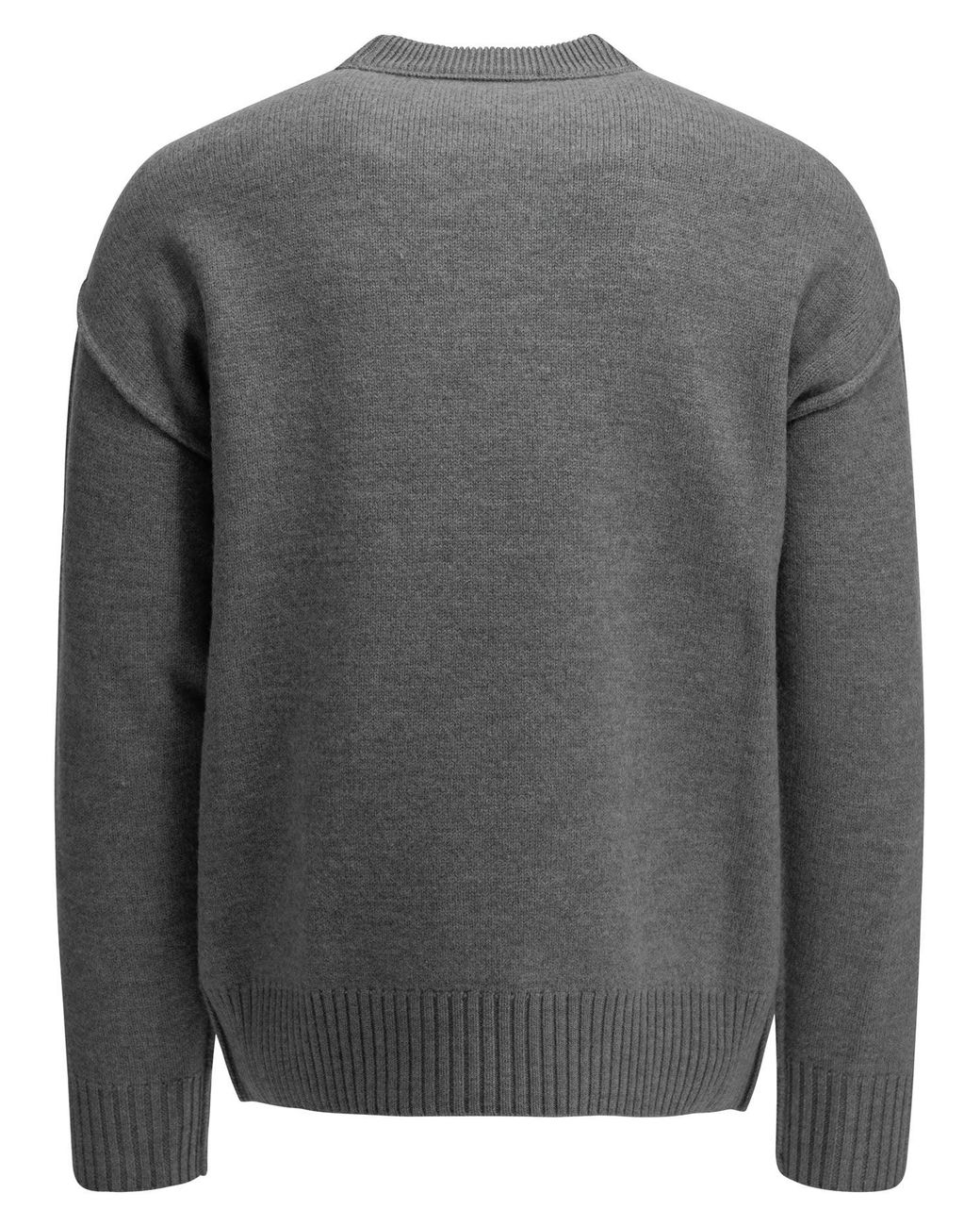 AMI Gray "Ami De Coeur" Crew-Neck Sweater for men