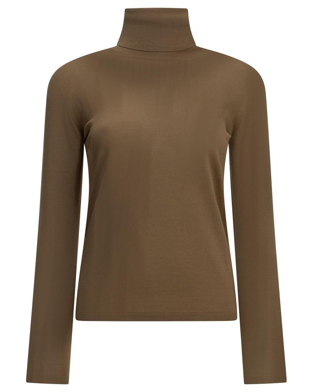 Max Mara Green Virgin Wool Turtleneck Sweater