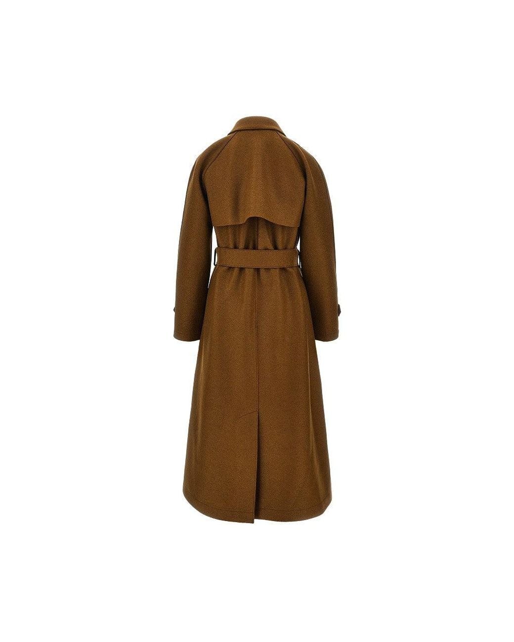 Harris Wharf London Brown Pressed Wool Long Trench Coat