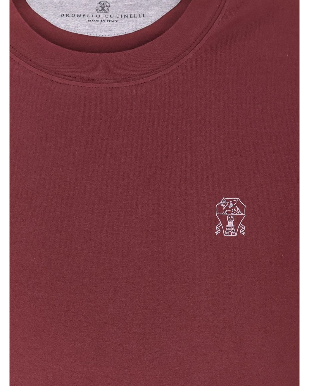 Brunello Cucinelli Red Cotton T-Shirt for men