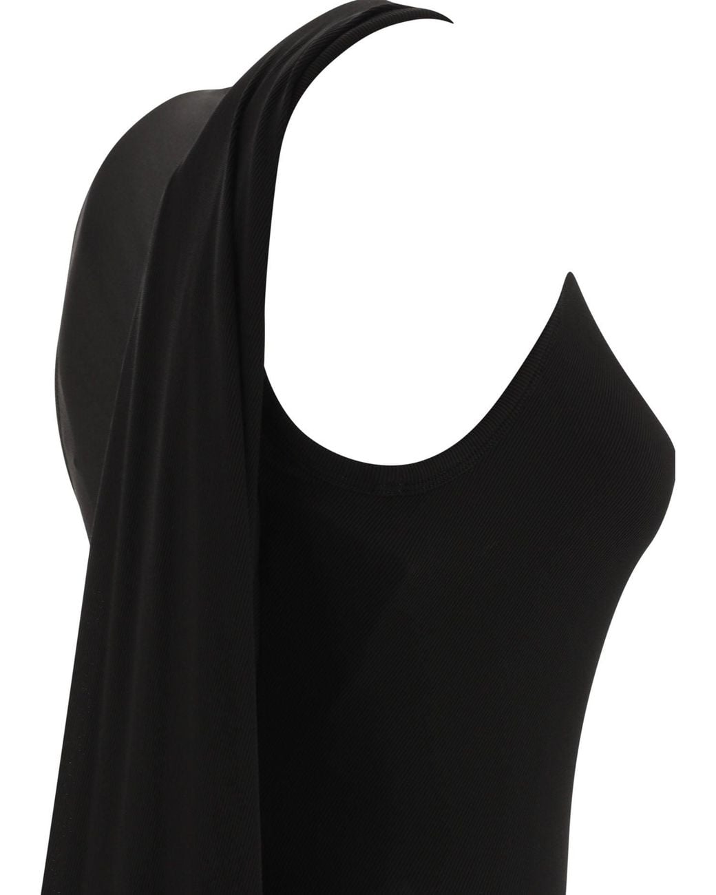 Balenciaga Black Ribbed Jersey Sleeveless Dress
