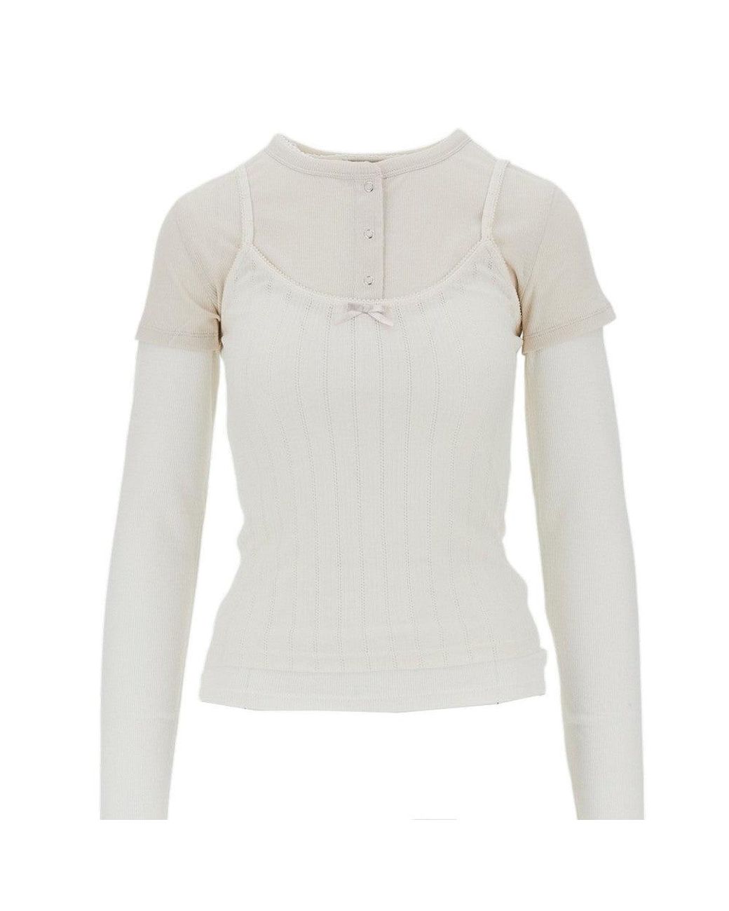 Acne White Cotton And Lyocell Double-Layer T-Shirt