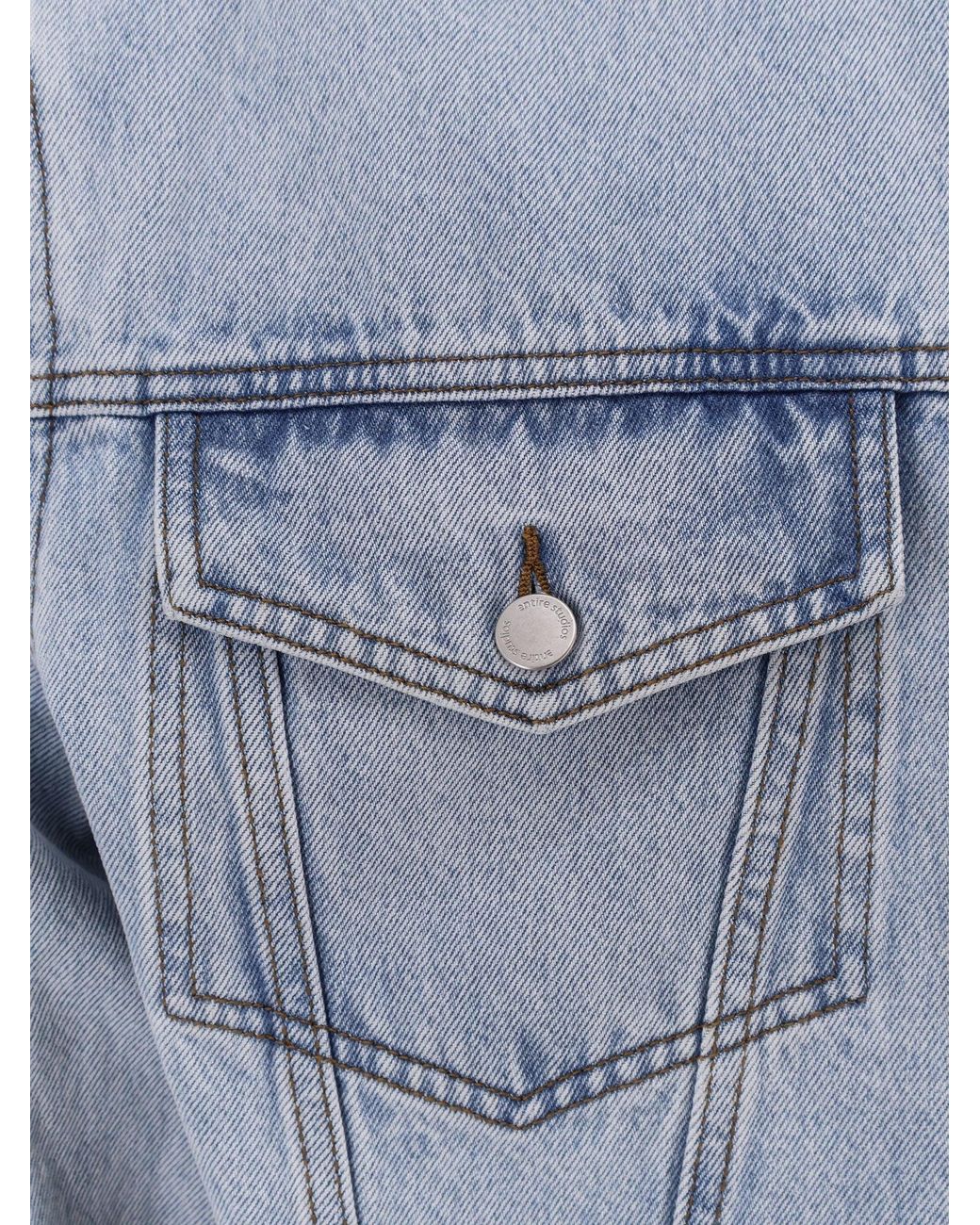 Entire studios Blue Denim Jacket With Padded Shoulder Pads for men