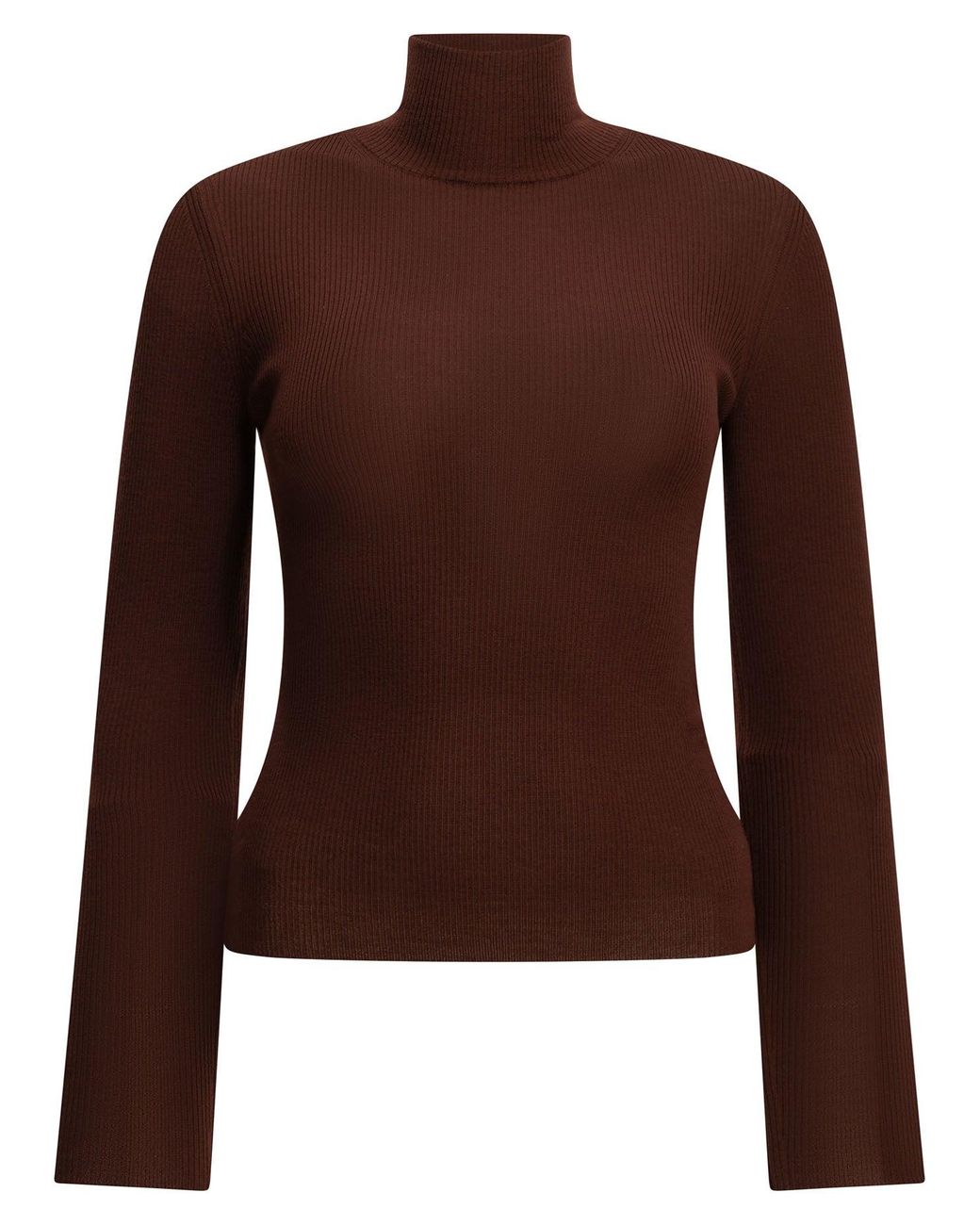Max Mara Brown Virgin Wool Turtleneck Sweater