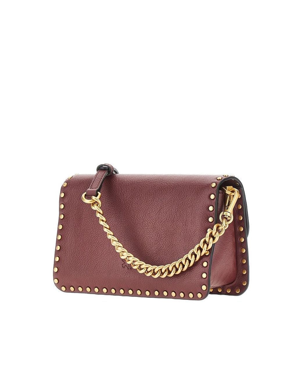 Pinko Purple Small 'Love One Slouchy' Bag With Studs