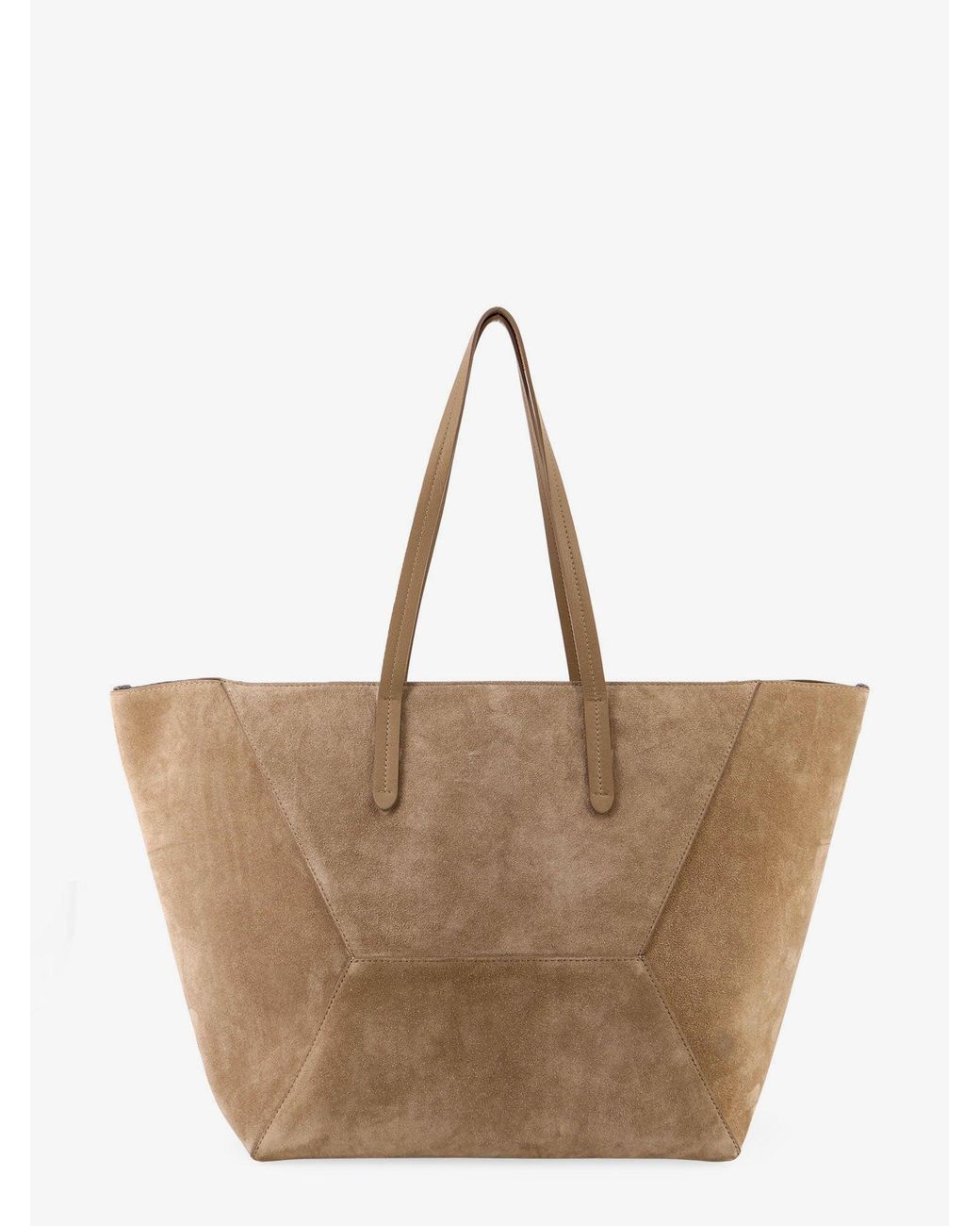 Brunello Cucinelli Brown Bc Duo Suede Shoulder Bag With Engraved Logo