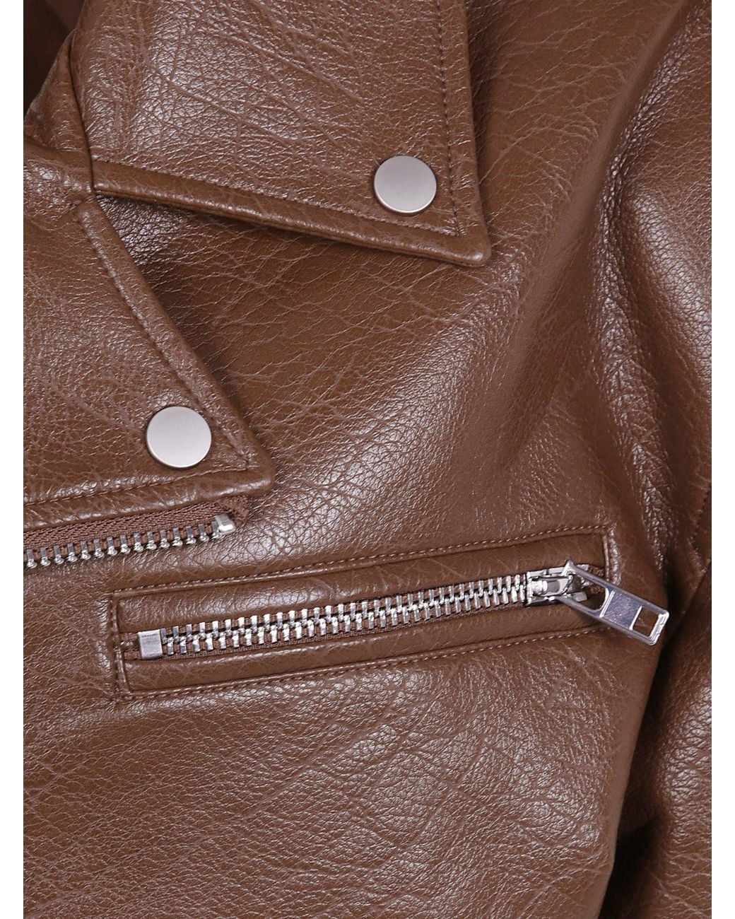Frankie Shop Brown Daphne Faux Leather Biker Jacket