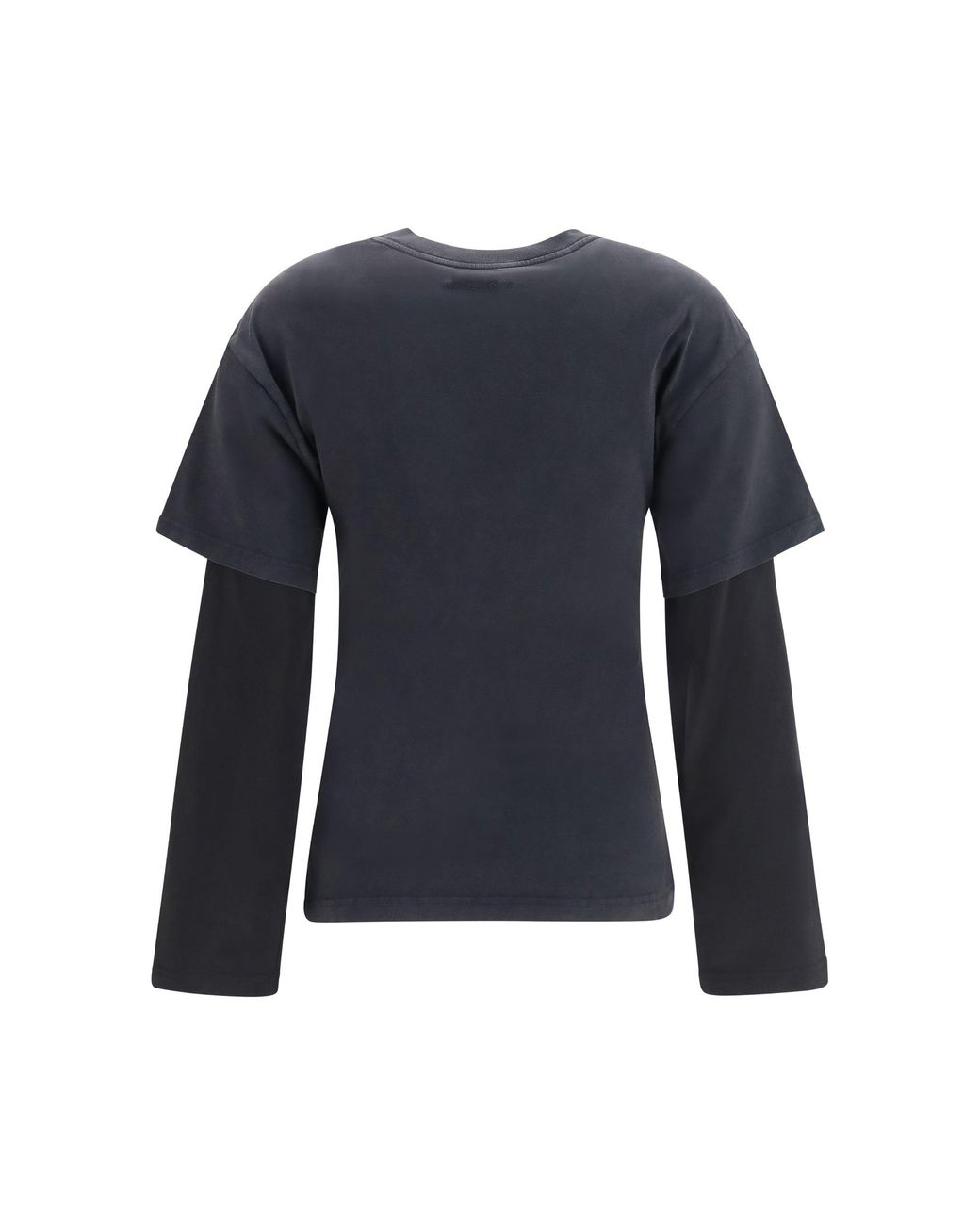 Courreges Blue Logo Print Double Sleeves T-Shirt Stonewashed