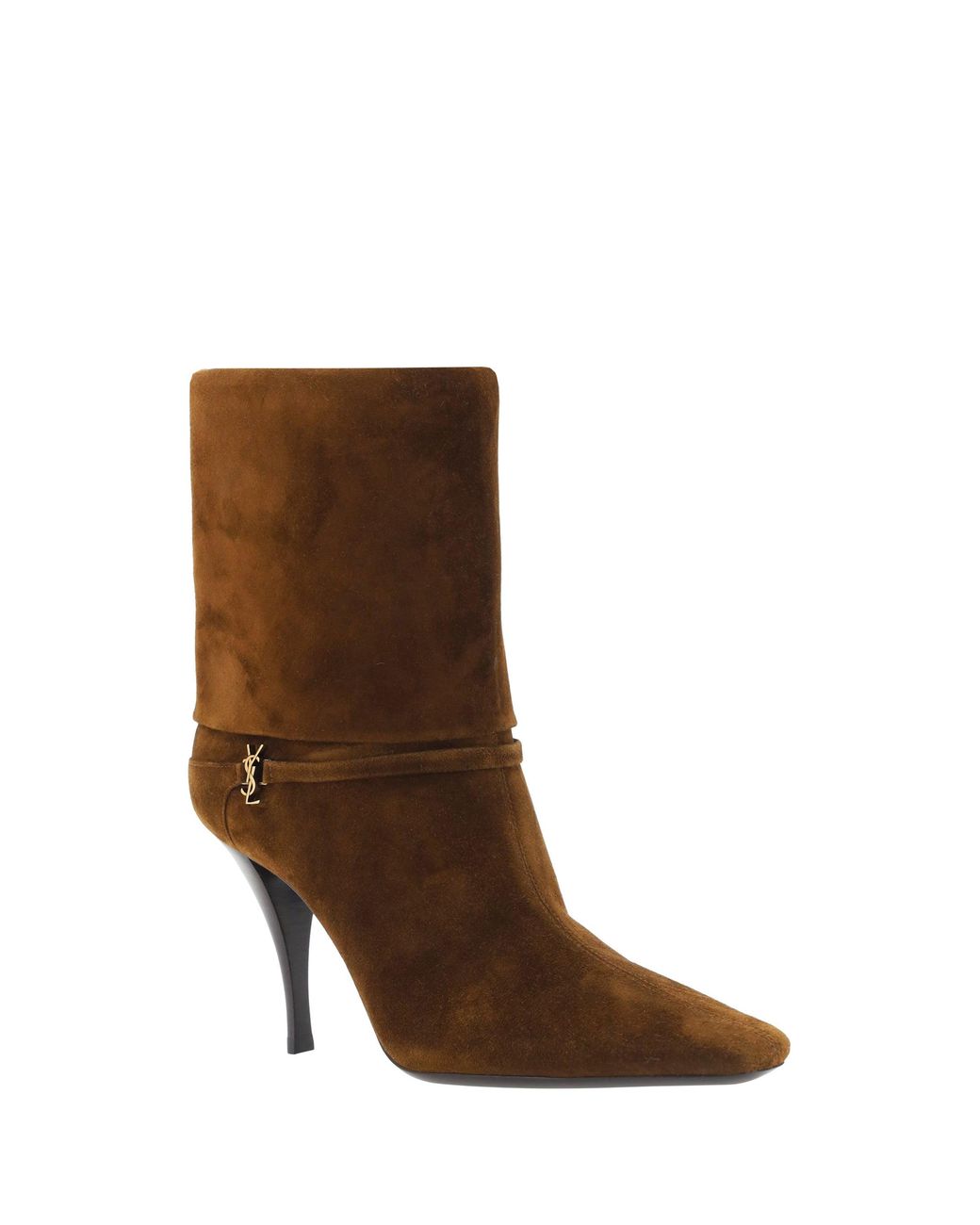 Saint Laurent Brown Vicky Ankle Boots Calf Leather Bos Taurus