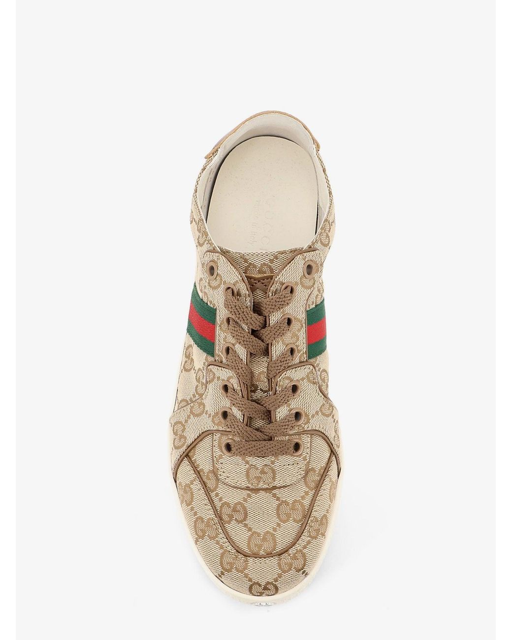 Gucci Natural Stretch Gg Fabric Sneakers With Nastro Web On The Side