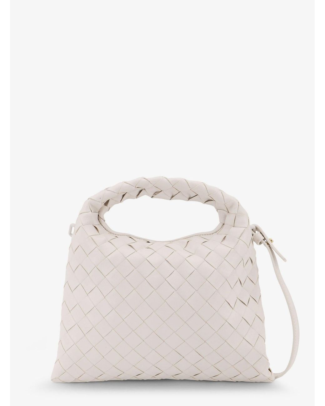 Bottega Veneta White Mini Hop Leather Crossbody Bag With Intrecciato Pattern