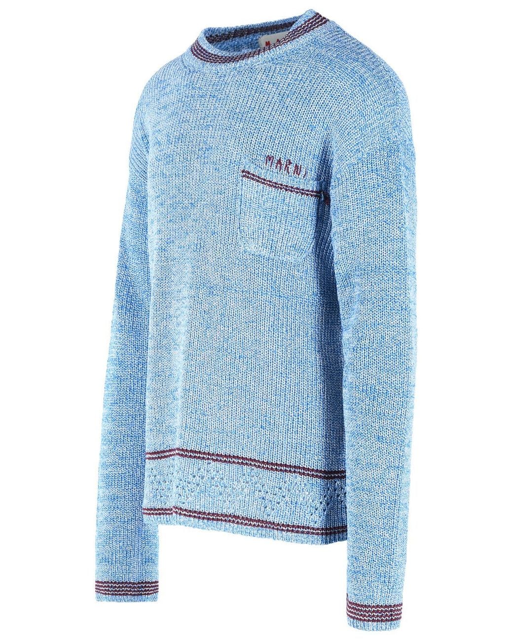 Marni Blue Light Cotton Sweater for men