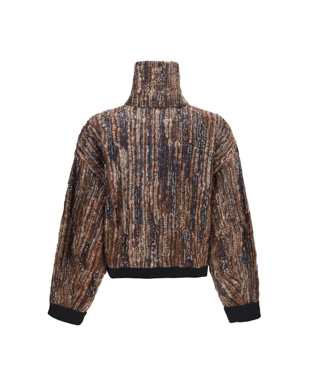 Brunello Cucinelli Brown Perforated Zip Cardigan