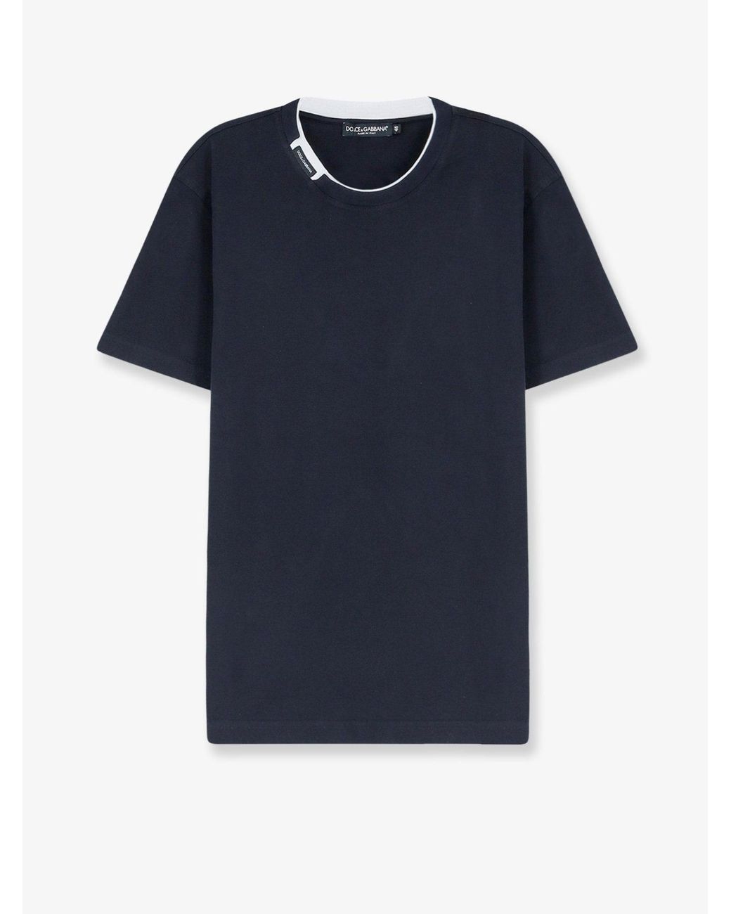 Dolce & Gabbana Blue Cotton T-Shirt With Contrasting Profile for men