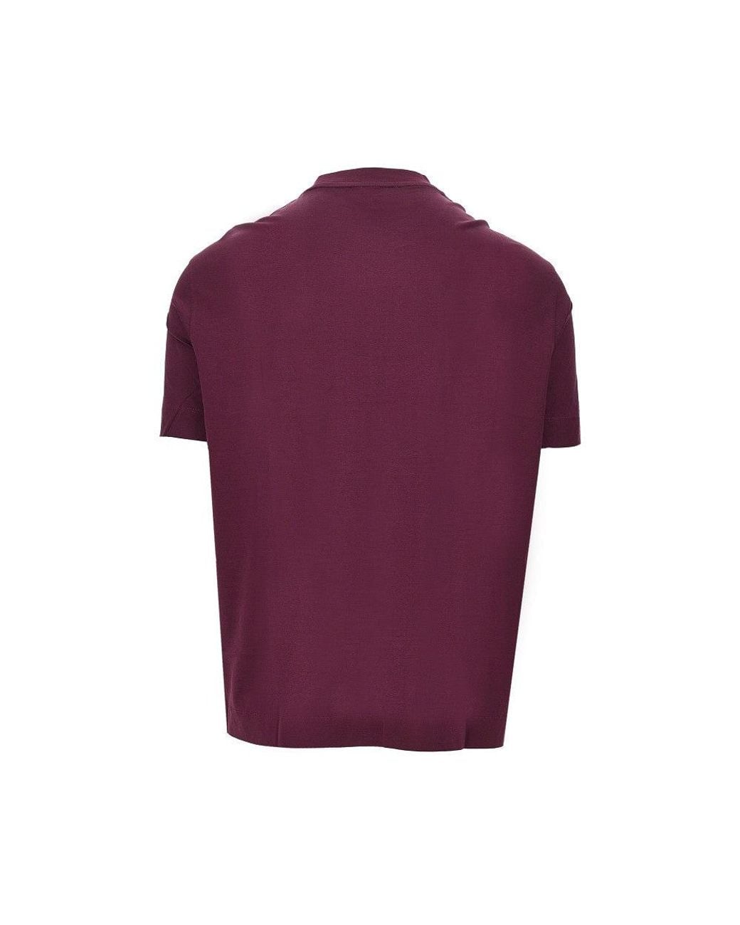 Emporio Armani Purple Lyocell And Cotton Blend T-Shirt With Logo for men