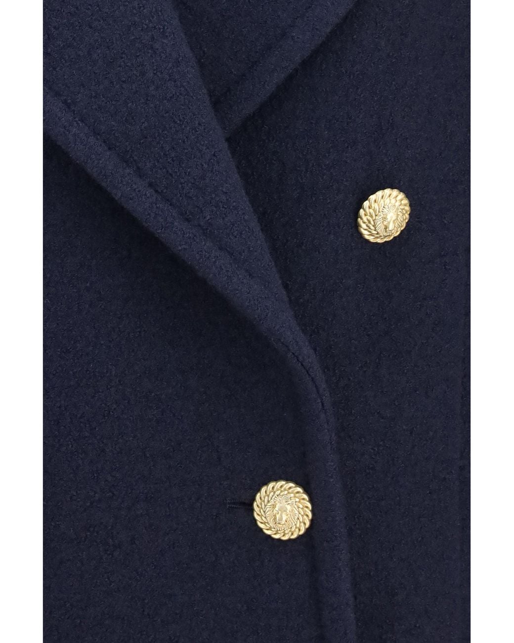 Balmain Blue Double-Breasted Wool Coat With Buttons