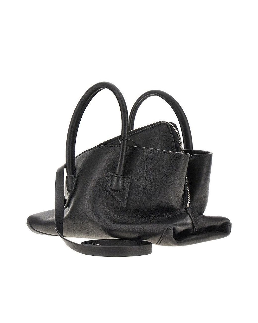 The Attico Black Leather Mini 'La Passeggiata' Bag