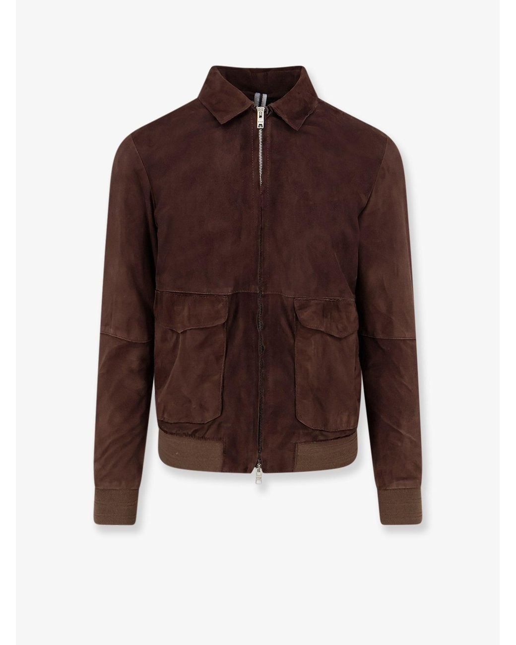 DFOUR® Brown Suede Jacket for men