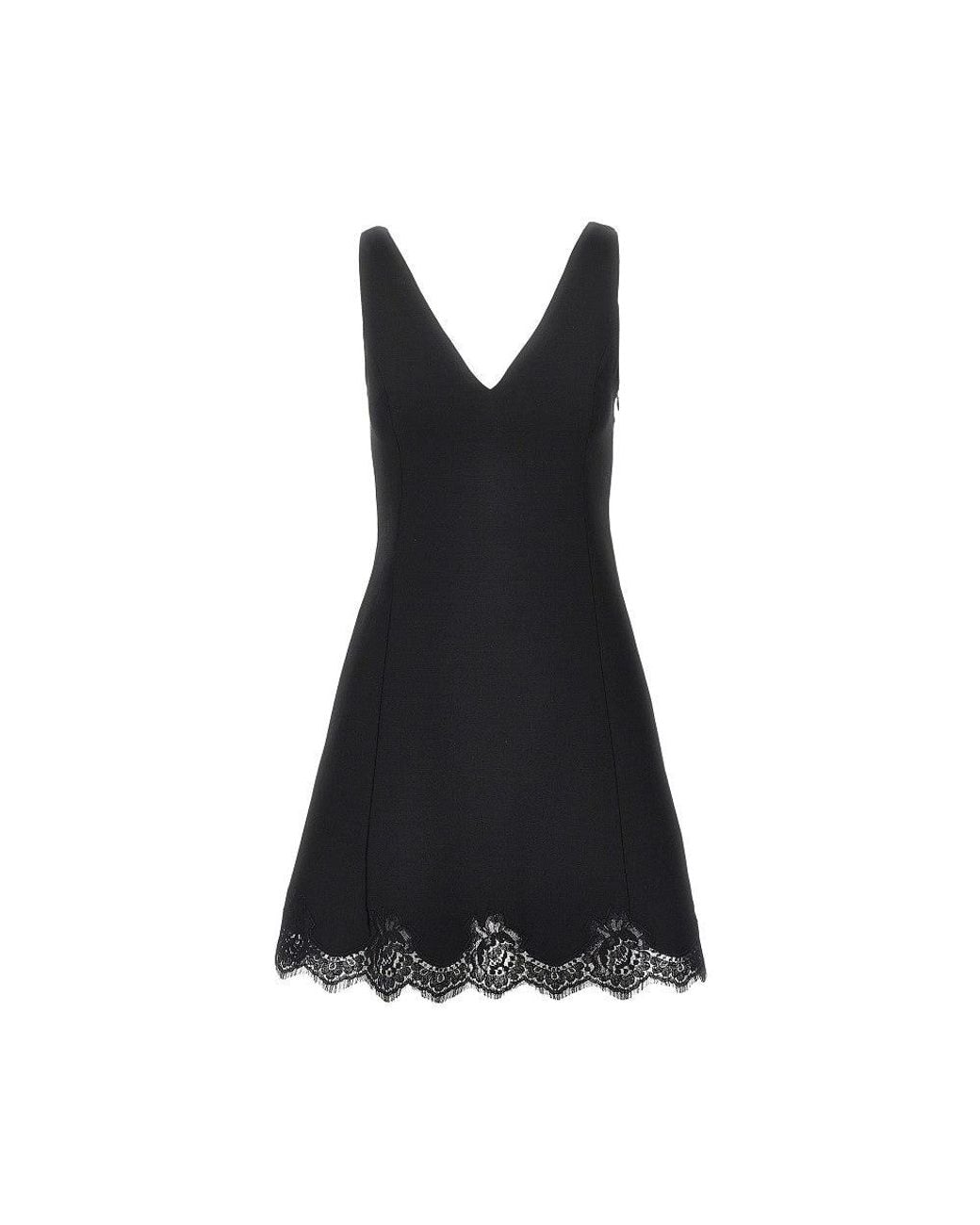 Valentino Black Crepe Couture Mini Dress With Lace