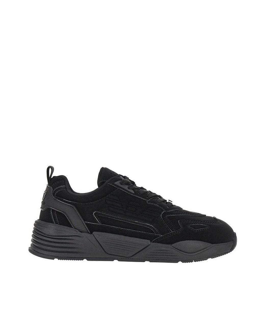 EA7 Black Coated Nylon Sneakers With Eagle Logo for men