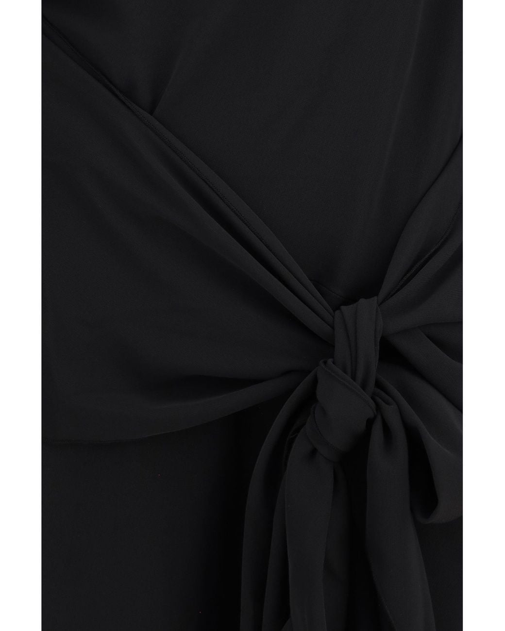 Ganni Black Draped-Knot Crepe Mini Dress