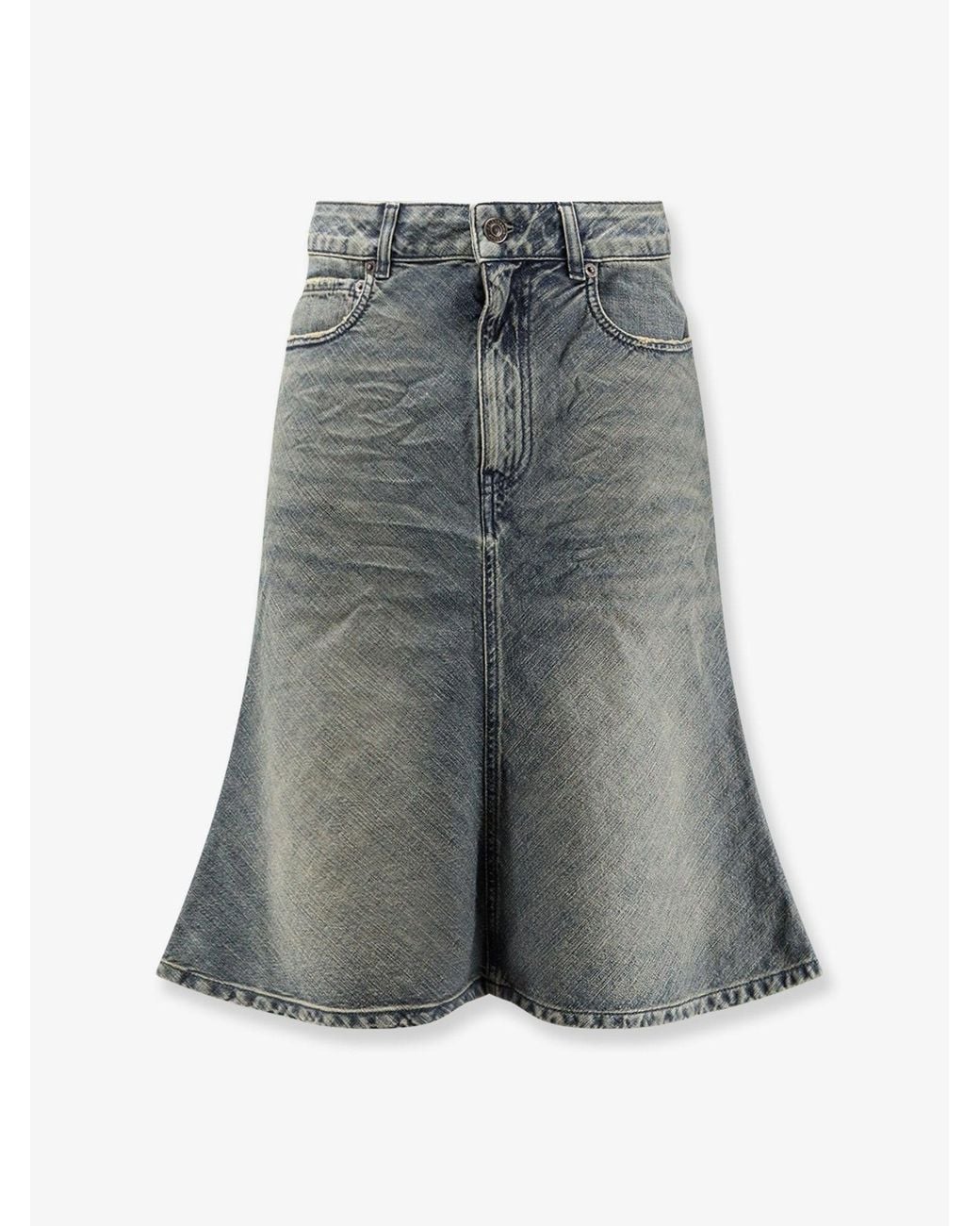 Balenciaga Gray Denim Midi Skirt