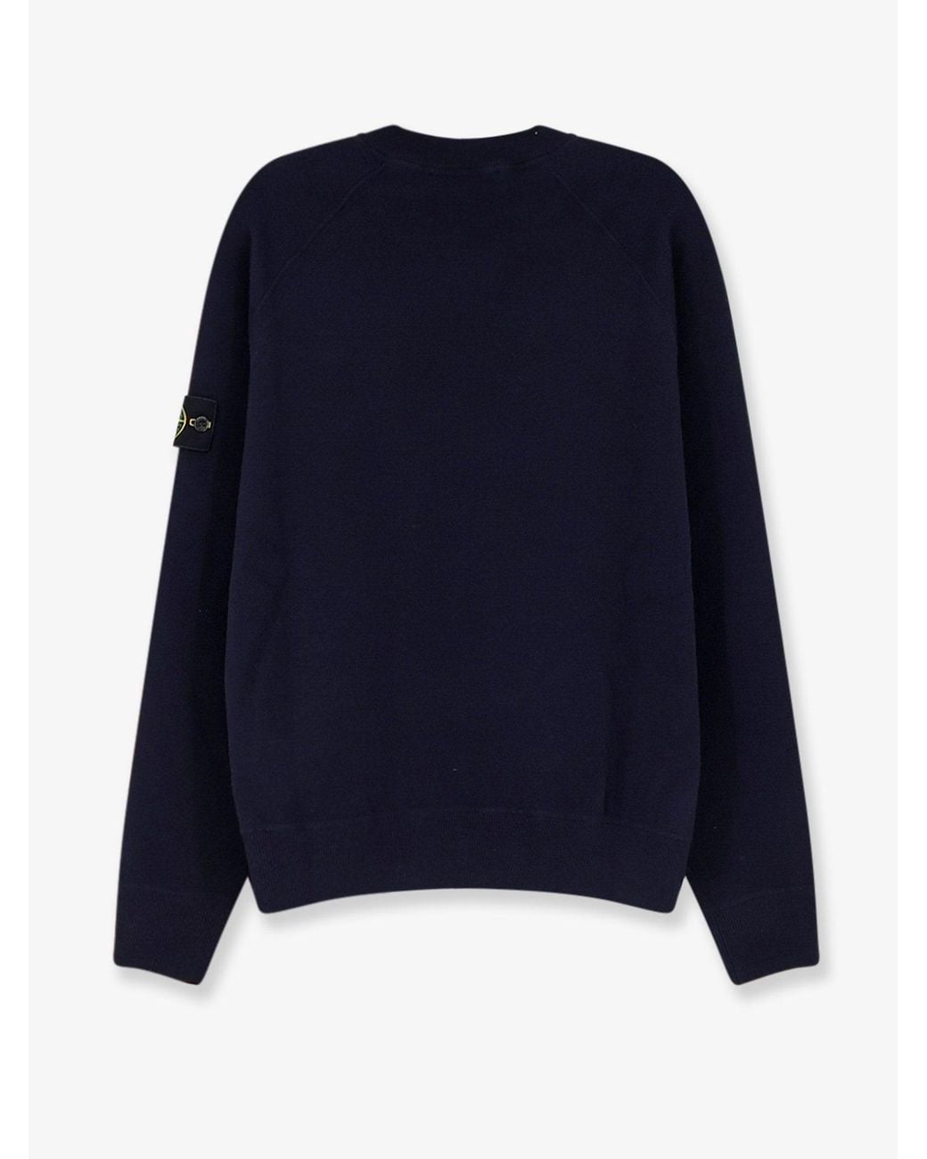 Stone Island Blue Cotton Sweater With Side Logo Patch for men