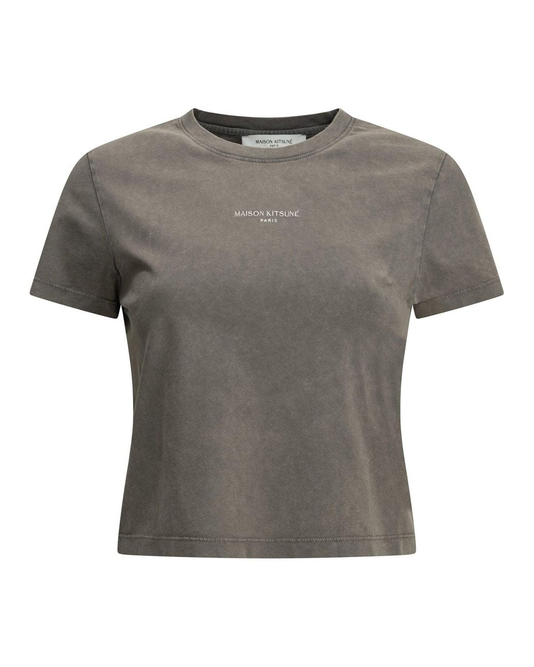 Maison Kitsuné Gray "Faded" Crew-Neck T-Shirt