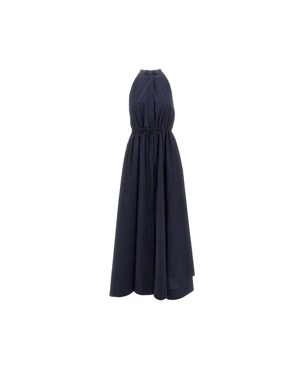 Emporio Armani Blue Cotton Poplin Long Dress