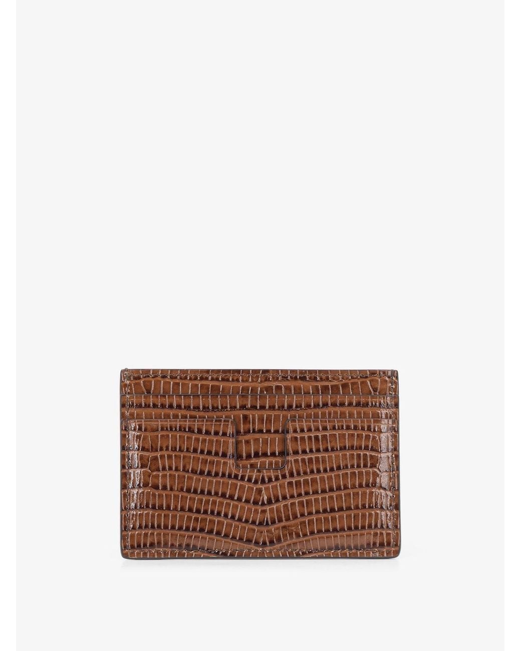 Tom Ford Brown Leather Card Holder for men