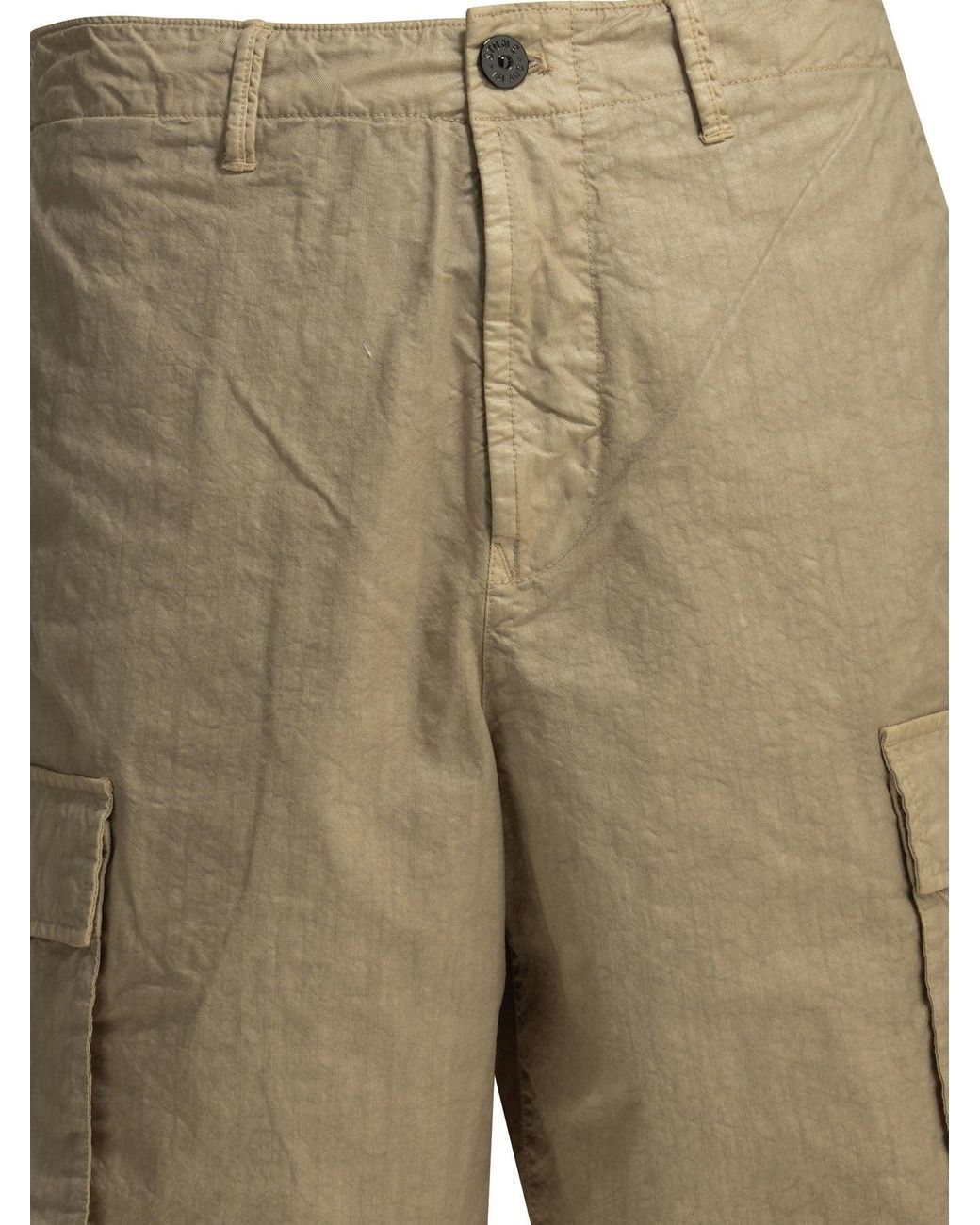 Stone Island Green Organic Look Cargo Shorts for men