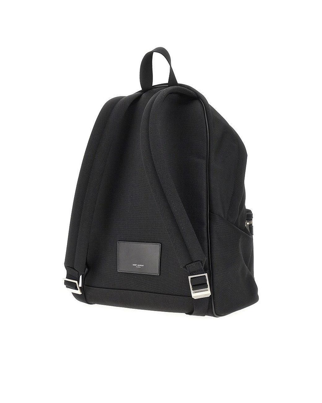 Saint Laurent Black 'City' Canvas Backpack With Leather Details for men