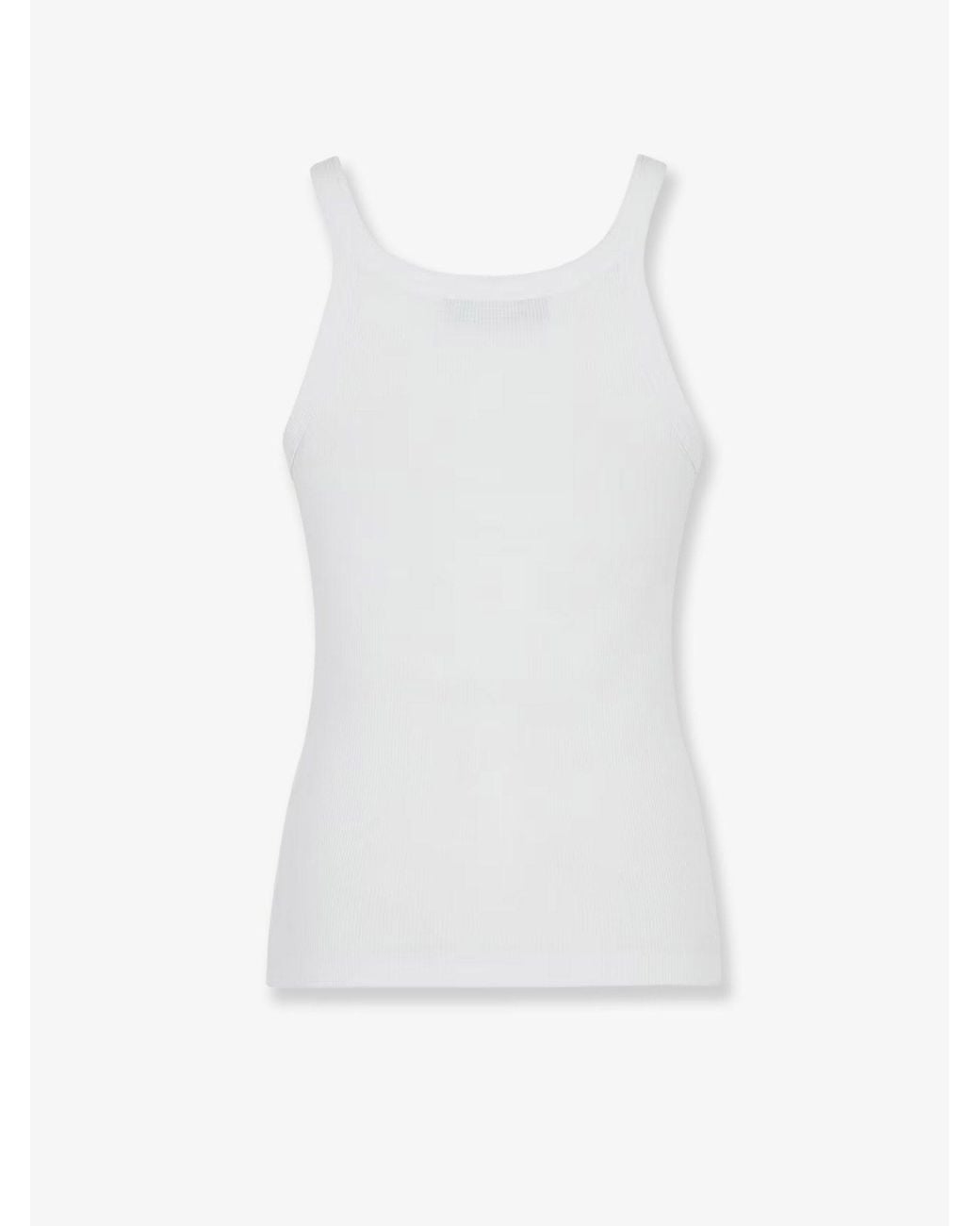 Fendi White Ribbed Cotton Tank Top