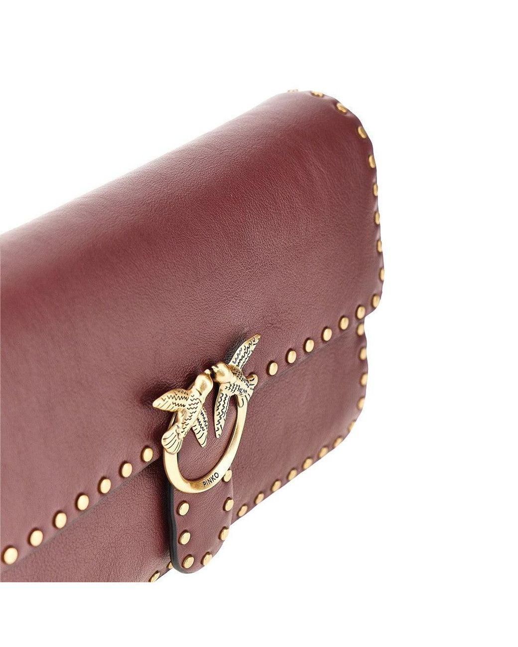 Pinko Purple 'Love One Slouchy' Leather Bag With Studs