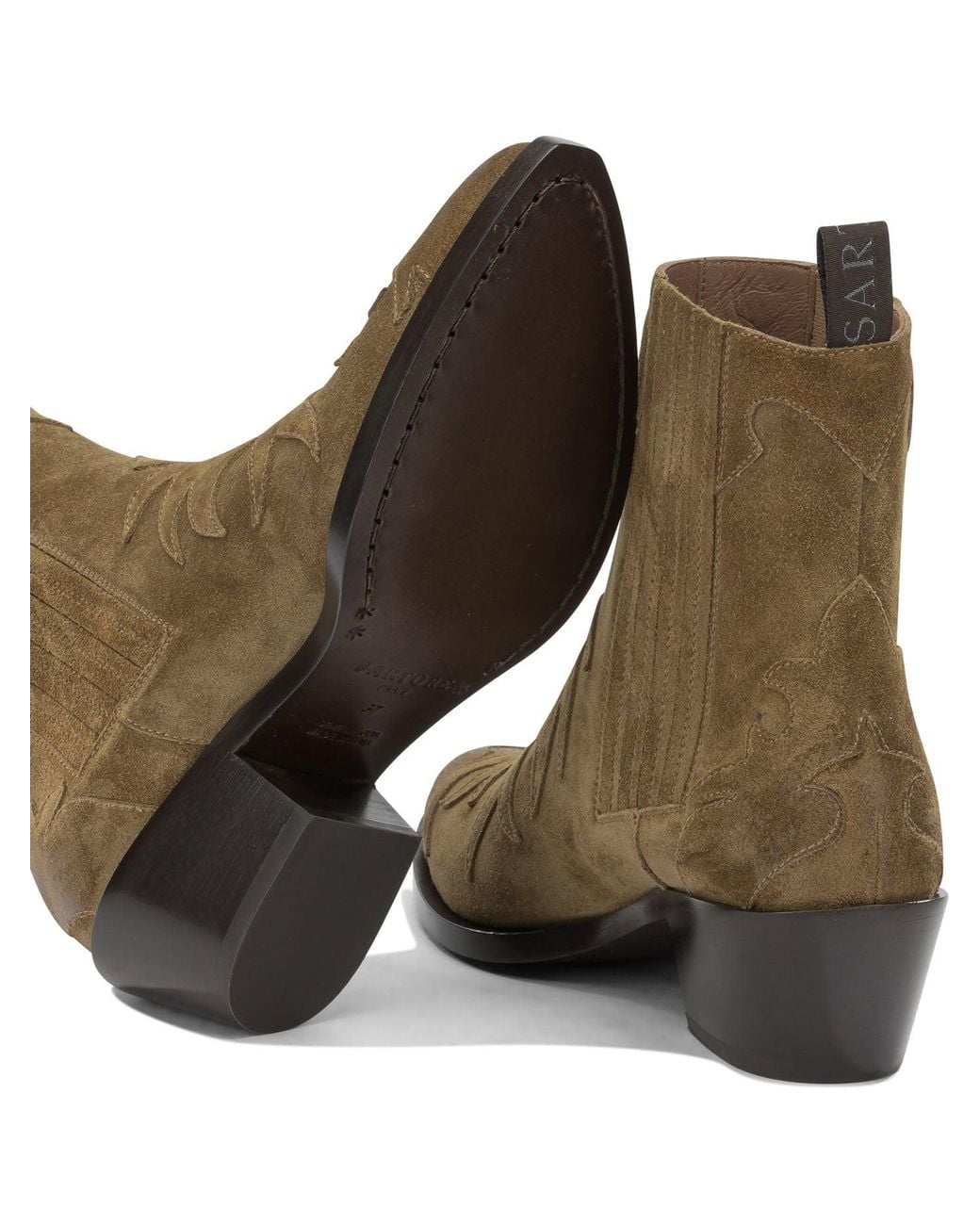 Sartore Brown "Velour 45 Mm" Cowboy Ankle Boots