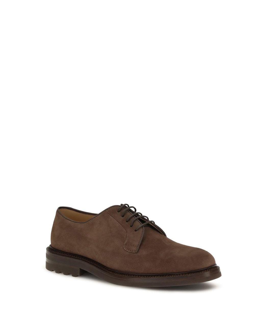 Brunello Cucinelli Brown Suede Lace-Up Shoes Mushroom for men